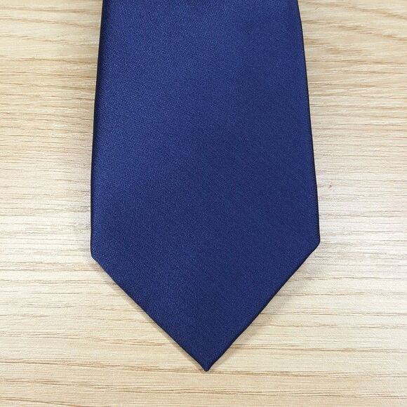 ALFANI Mens Neck Tie Solid Blue Satin Classic Pointed - Picture 1 of 5
